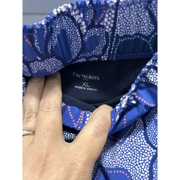 T by Talbots Womens Xl Blue White Pink Floral Skort Stretch Golf Pocket Modest - Picture 2 of 5